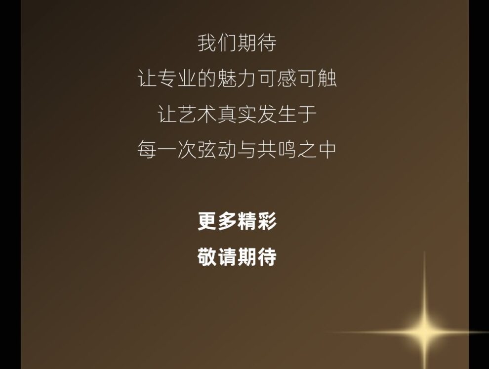 我们期待 让专业的魅力可感可触 让艺术真实发生于 每一次弦动与共鸣之中 更多精彩敬请期待