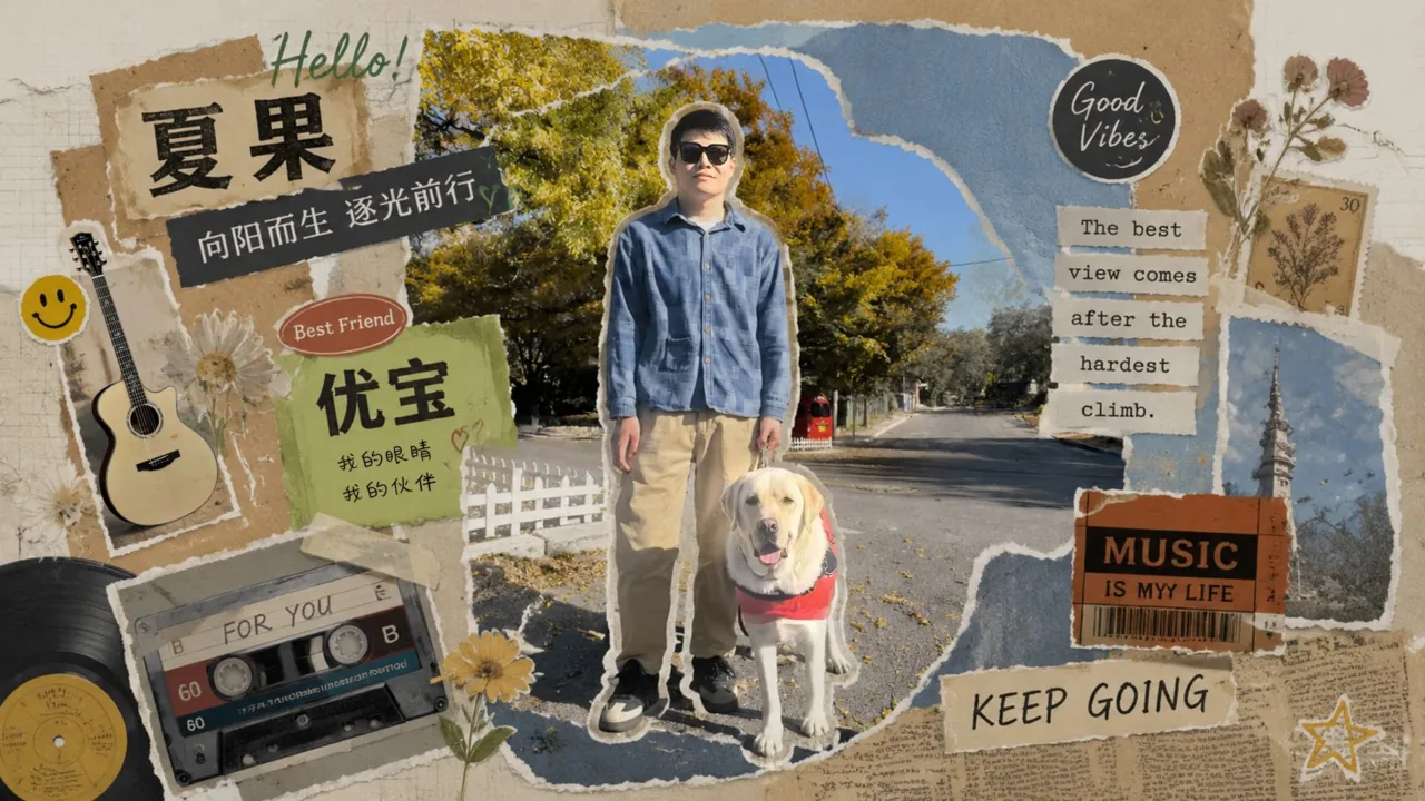 Xia Guo mit seinem Blindenhund Youbao